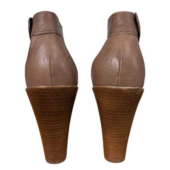 Dune Brown Leather Womens Platform Wedge Ankle Strap Sandals Shoes sz 38 / 8 - Picture 11 of 15